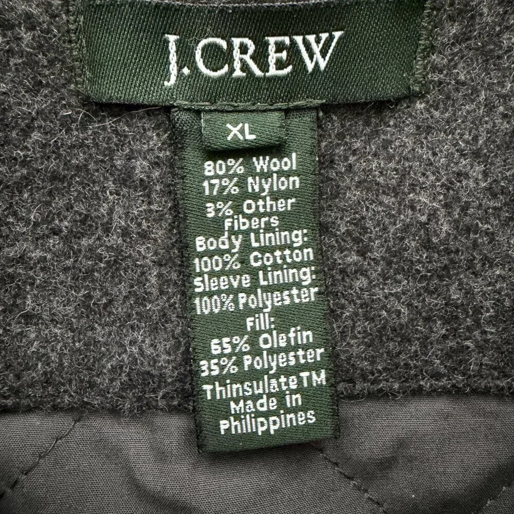 J CREW City Jacket Wool Blend Charcoal Night Gray XL